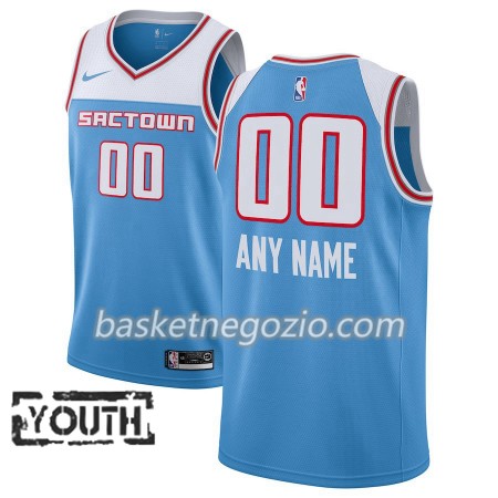 Canotte Bambino Sacramento Kings Personalizzate 2018-19 Nike City Edition Blu Swingman